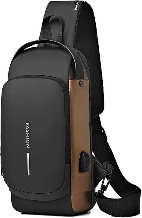 SLING BAG: Anti-Theft Lock, USB Port, Multi-Zone Storage, Reflective Safety Design, Water-Resistant Oxford Fabric – For Travel, Office, and Outdoor Use