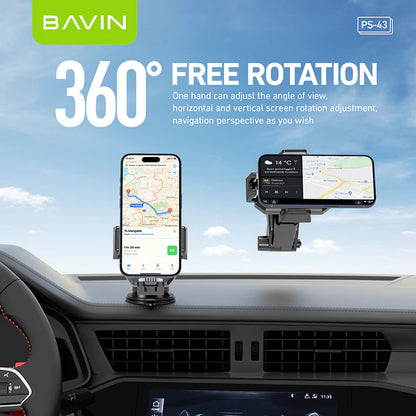 BAVIN PS43 Universal 360 Rotation Car Mobile Phone Holder / Retractable Windshield Dashboard Suction