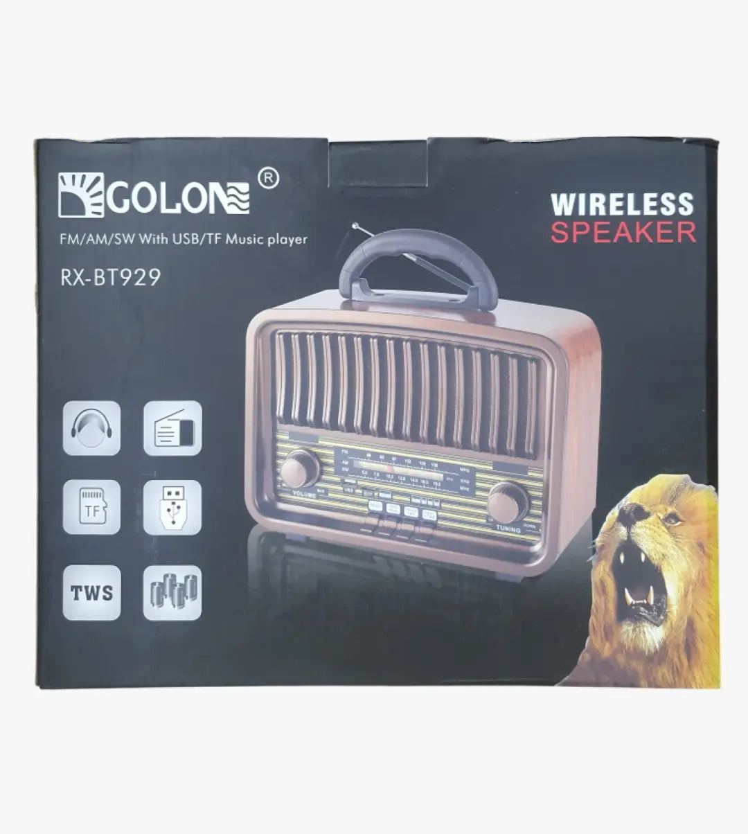 Golon Wireless Classic Speaker with Vintage Design, Radio and USB/TF Features for Audio Enthusiasts