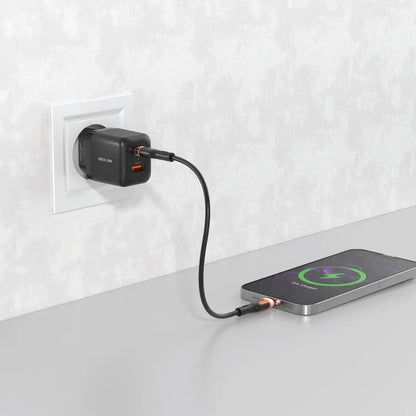 Green Lion Ultra Compact GaN Wall Charger EU Pin A+C 20W (with C to C / C to L Cable) - Black