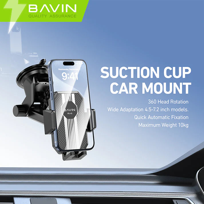BAVIN PS43 Universal 360 Rotation Car Mobile Phone Holder / Retractable Windshield Dashboard Suction
