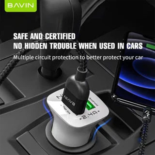 BAVIN PC253 2.4A Universal Fast Charging USB Car Charger w/ Dual USB Port